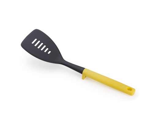 Spatula Joseph Joseph Duo cu tava integrata pentru scule, ustensile de bucatarie igienice pentru utilizare cu vase de gatit antiaderente, galben deschis