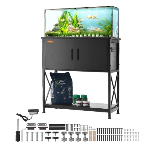 Suport acvariu VEVOR GSSU-FTS019 110 kg Negru cu dulap si prize integrate