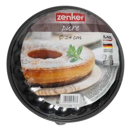 Tava Zenker cu fund plat si tubular O 24 cm PURE, tava de copt cu 2 straturi, set de tava pentru tort cu strat antiaderent, demulturare usoara pentru prajituri umede (culoare: negru), cantitate: 1 bucata