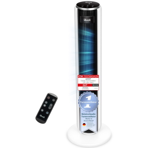 Ventilator turn Levoit cu mod avansat de repaus Ventilator silentios 12 ore Temporizator 4 moduri 5 viteze Functionare automata cu senzor Oscilatie Ve