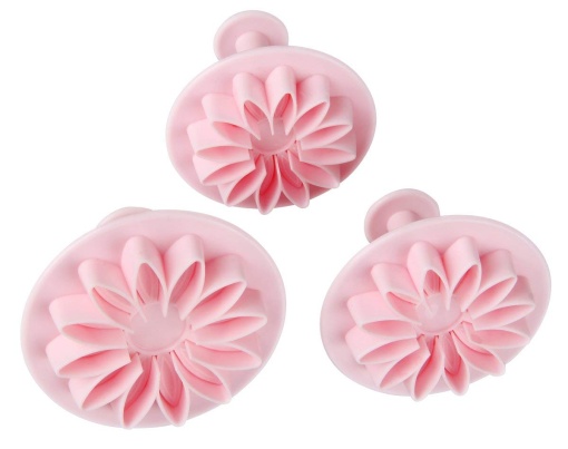 Zenker Fondant Cookie Cutter Set 3 bucati Fondant Cookie Cutter Floare 5.5/6/7cm in roz, plastic