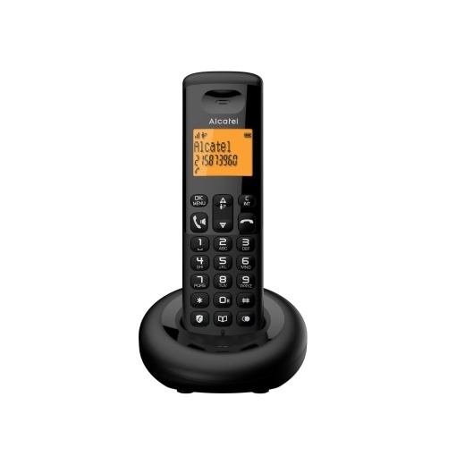 ALCATEL E260 - Telefon DECT fara fir - Design compact - Ecran mare iluminat din spate - Hands-free - Functie de blocare a apelurilor nedorite - Negru