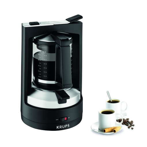 Aparat de cafea cu filtru Krups T8, 850 wati, oprire automata, 8-12 cani, capacitate 1L, filtru permanent, comutator de pornire/oprire iluminat, usor de utilizat, negru, KM4689
