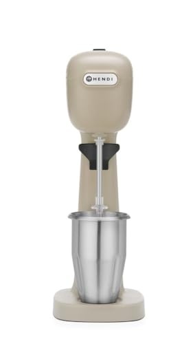 Aparat de milkshake HENDI, incl. 2 pahare de blender (otel inoxidabil si policarbonat) si 4 agitatoare interschimbabile, mixer de bauturi, Frappes, mixer de bauturi, 230V/400W, 170x196x(H)490mm, caramel