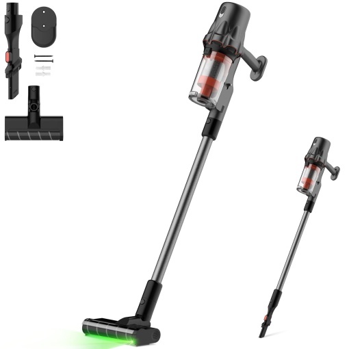 Aspirator fara fir Deerma DEM-T30W 2 in 1 cu detectare a prafului motor de 240 W aspiratie de 23 kPa filtru HEPA perie moale