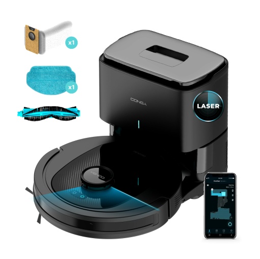 Aspirator robot Cecotec Conga 7490 Ultimate Home X-Treme, 4000 Pa. 120 de minute de viata a bateriei, navigatie laser si statie de golire automata, curatare 4 in 1, perie multifunctionala, aplicatie.