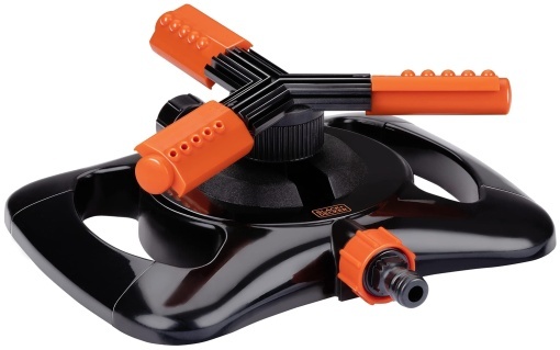 BLACKDECKER Rasensprenger 3 Arme 360deg NegruPortocaliu Reglabil