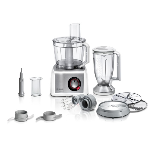 Bosch Robot de bucatarie compact MultiTalent 8 MC812S814, 45 de functii, bol de amestecare XXL 3,9 L, blender 1,5 L, cutit universal, tel, taiere si gratar (fin, grosier), 1250 W, alb/otel inoxidabil