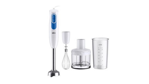 Braun MultiQuick2 MQ20236MWH Blender de mana, blender pentru amestecarea sosurilor si smoothie-urilor, 2 setari de viteza, tocator 500 ml, cana 600 ml, tel din otel