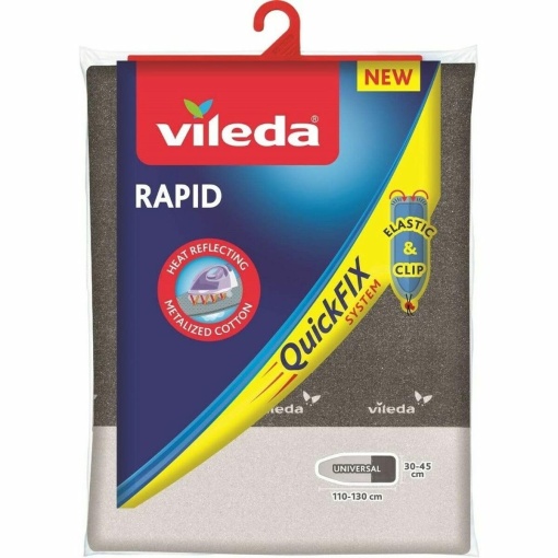 Capac pentru masa de calcat Vileda Express Rapid pentru statie de calcat cu abur, suprafata metalizata si termoreflectorizanta pentru calcare mai rapida, mese de calcat de la 30-45cm x 110-130cm, culoare gri-argintiu metalizat