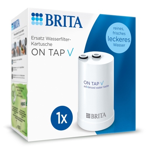 Cartus filtrant BRITA ON TAP V pentru filtru de apa de la robinet ON TAP (4 luni) - cartusul de schimb reduce particulele mici, metalele si substantele care afecteaza gustul