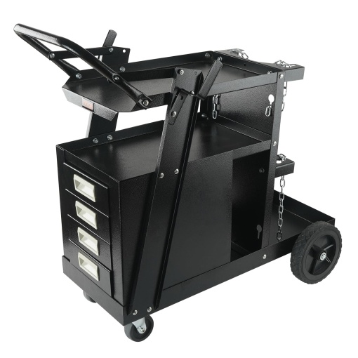 Carucior de sudura VEVOR 2 rafturi cu 4 sertare Sudare mobila Max. 100-120kg Carucior pentru masini de sudura cu suport pentru 2 butelii de gaz Ideal pentru sudare manuala Sudare cu gaz protejat Sudare cu arc de argon