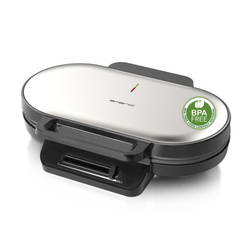 EMERIO Fier de vafe dublu pentru un total de 10 vafe cu inima (2 vafe cu aproximativ 14 cm diametru) | Regulator de temperatura pentru bronzare dupa dorinta | Acoperire antiaderenta | Fara BPA | 1200W | WM-123356