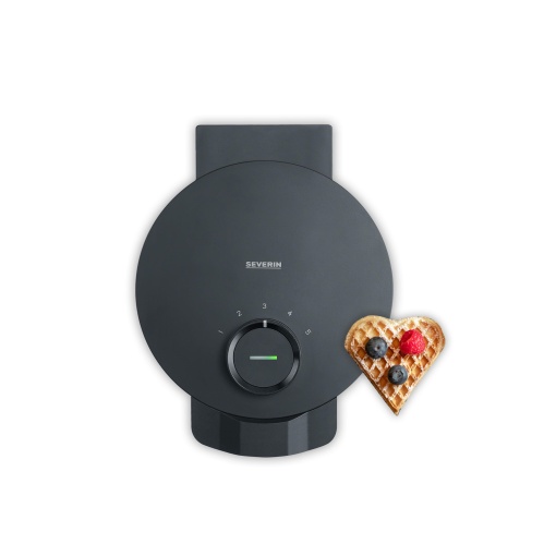 Fier de vafe SEVERIN Black Line, vafe cu inima, acoperire fara PFAS, cu indicator luminos, infasurator practic de cablu, 1.000 wati, negru/otel inoxidabil, WA 2117