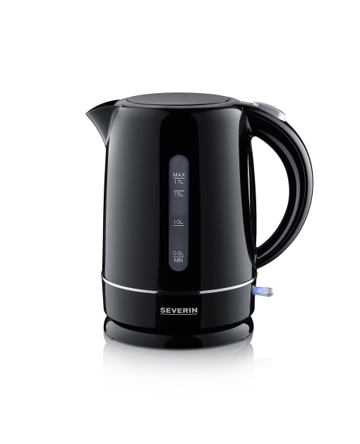 Fierbator SEVERIN, 1,7 L, compact, negru si puternic, filtru de calcar, plastic, negru, 2.200 W, WK 4322
