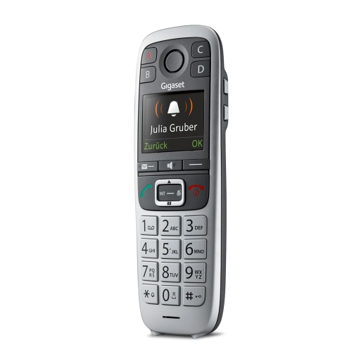 Gigaset E560HX - Receptor DECT cu suport de incarcare - Compatibil Fritzbox - Telefon senior fara fir pentru router si baza DECT - Apel de urgenta cu 4 numere, argintiu [versiunea germana] [Fara baza]