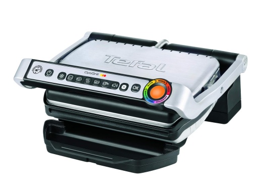 Gratar de contact Tefal OptiGrill, 6 programe automate, indicator de nivel de gatit, regleaza temperatura si ciclul de gratar la alimente, placi detasabile antiaderente, gratar electric, otel inoxidabil, GC705D16