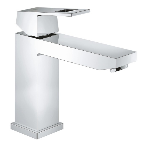 GROHE Eurocube - Mixer pentru lavoar cu o singura parghie (M-Size, cu limitator de temperatura, montare cu o singura gaura), crom, 23446000