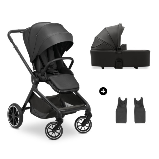hauck Set Move N Care Negru - Set carucior 2 in 1 de la nastere pana la 22 kg Landou mare Scaun carucior reversibil cu functie de inclinare Maner tele