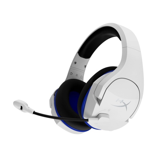 HyperX Cloud Stinger Core, casti wireless pentru jocuri, 2,4 GHz, compatibile cu PS5, PS4 si PC, glisoare usoare si durabile din otel, microfon cu anulare a zgomotului, control audio incorporat, alb