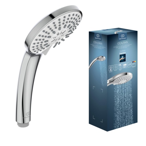 Ideal Standard Dus de mana cu 3 functii Idealrain B9403AA - O 10 cm pentru momente de dus incomparabile - Dus de mana cu tipuri de jet de ploaie, ploi si masaj cromat