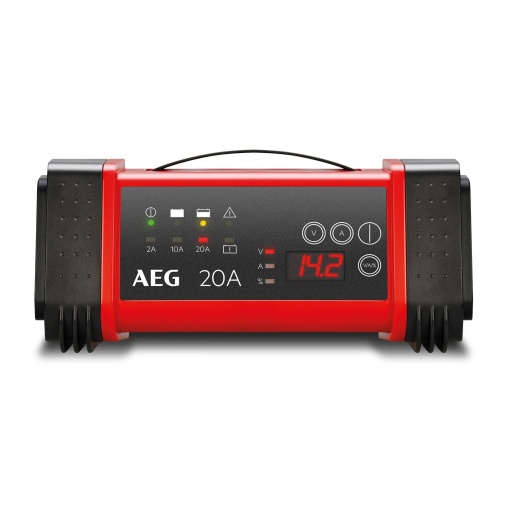 Incarcator de baterii cu microprocesor AEG 97025 LT 20 Amp pentru 12 / 24 V, 9 trepte, sursa de alimentare, compensare automata a temperaturii, negru/rosu