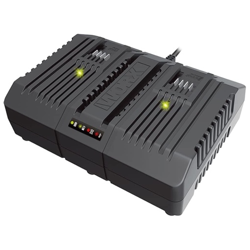 Incarcator dublu original WORX WA3883 - Incarcare simultana a 2 baterii WORX 20V - Curent de incarcare 4A - 2 moduri de incarcare - pentru toate Power