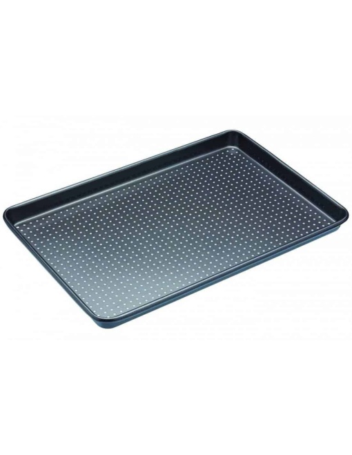 MasterClass Crusty Bake Tava de copt cu gauri perforate, matrita pentru prajituri, vase de copt din otel inoxidabil, 27 x 39 x 2 cm, 1 bucata, gri