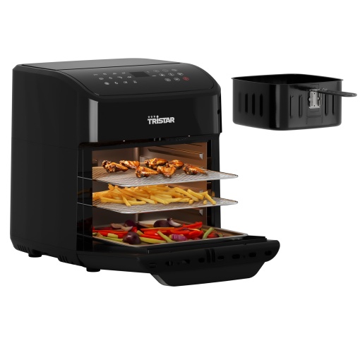 Mini cuptor si friteuza cu aer cald Tristar FR-9065 2-in-1 12 programe 12L 1800W Negru