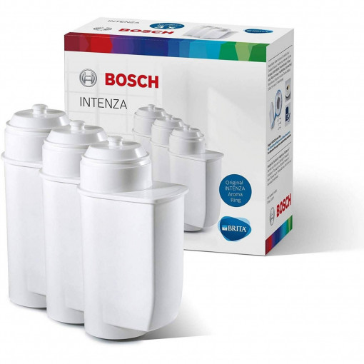 Pachet compus din 3 filtre de apă BOSCH by BRITA Intenza TCZ7033 - 17000706, Extinde durata de viață a espressoarelor, Contaminările cu clor, plumb sau cupru sunt reduse, Un filtru la 50 de litri