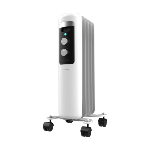 Radiator electric de ulei de consum redus Cecotec - 5 module - ReadyWarm 550 Space White. 1000 W, 3 niveluri de putere, sistem de siguranta si roti, ideal pentru 12 m2, alb