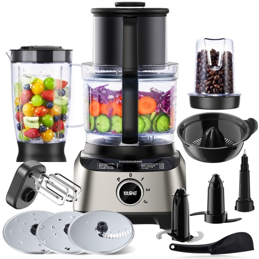 Robot de bucatarie multifunctional YASHE blender 11 in 1 blender tocator storcator si masina de aluat cu bol de 25 litri si ulcior de blender de 15 l