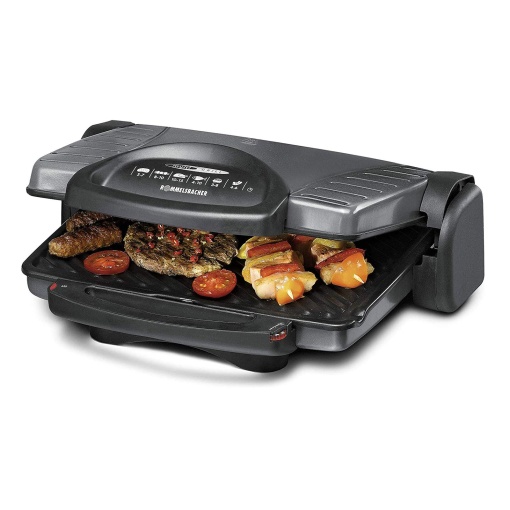 ROMMELSBACHER Multi Grill KG 1800 - reglare flexibila a inaltimii complet pliabila reglabila continuu detasabila placi de gratar antiaderente fiecare