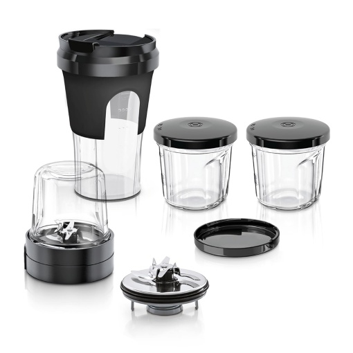 Set de accesorii Bosch TastyMoments MUZ45XTM1 set multi-tocator 5 in 1 amestecare macinare tocare depozitare solutie ToGo pentru MaxxiMUM Seria 4 Seri
