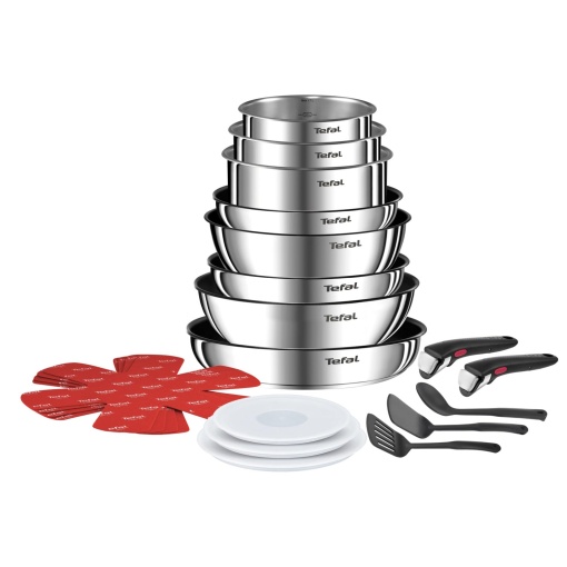 Set vase Tefal Ingenio Emotion L897SK 20 piese cu maner detasabil si strat antiaderent Titanium