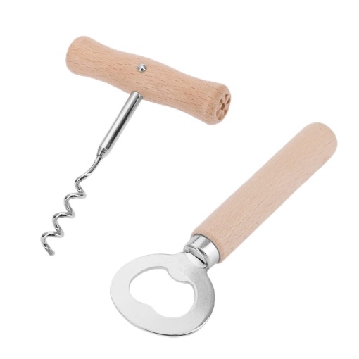 Set Westmark Woody 100822E7 Tirbuson si Deschizator de Sticle Lemn si Otel ArgintiuMaro