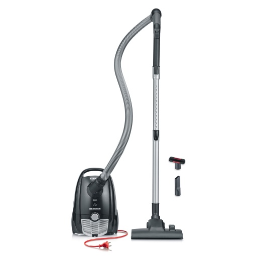 SEVERIN Aspirator cu sac, aspirator de podea compact si silentios pentru covoare si pardoseli dure, 750 W, duza de podea cu sunet moale, raza de actiune de 8 m, negru, BC 7030