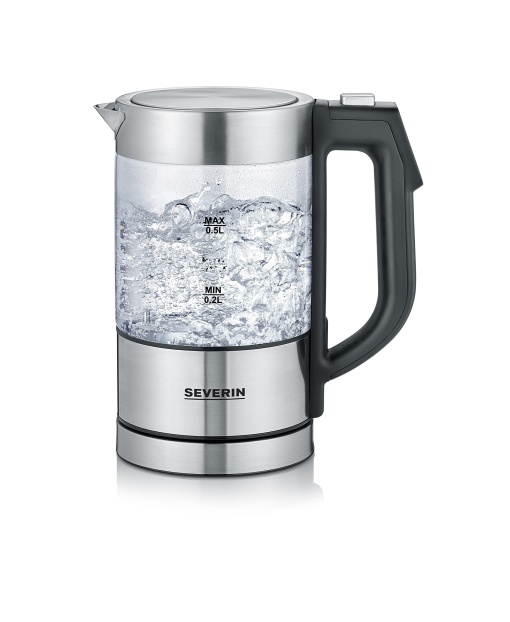 Severin WK 3458 Fierbator fara fir, otel inoxidabil fara BPA, negru Capacitate: 0,5 l