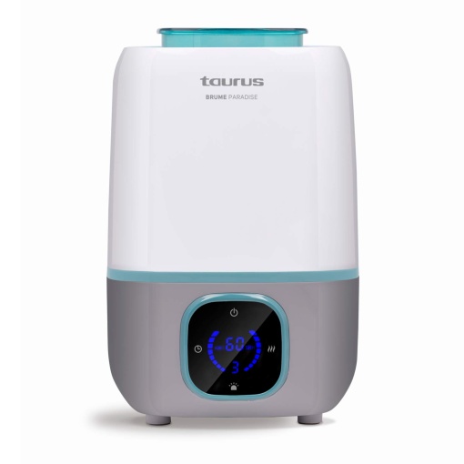 Taurus Brume Paradise - Umidificator 25W, Lumina LED, Silentios, Compact, Cutie de 3L, Pana la 13 Ore, Oprire automata a sistemului de securitate, Alb