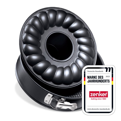 Tava Zenker cu fund plat si tubular O 26 cm PURE, tava de copt cu 2 straturi, set de tava pentru tort, cu acoperire antiaderenta, demulare usoara pentru prajituri umede (culoare: negru), cantitate: 1 bucata