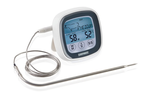 Termometru digital pentru friptura Leifheit termometru pentru gratar cu niveluri de gatire si cronometru prestabilite termometru magnetic pentru carne