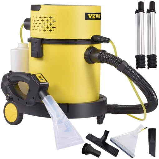 VEVOR 4in1 Aspirator de spalat Aspirator umed/uscat 1200W Curatator de covoare Aspirator umed Dispozitiv de curatare a tapiteriei cu capacitate de 20L Filtru HEPA si burete Aspirator industrial 17Kpa Ideal pentru casa, curte, garaj, atelier