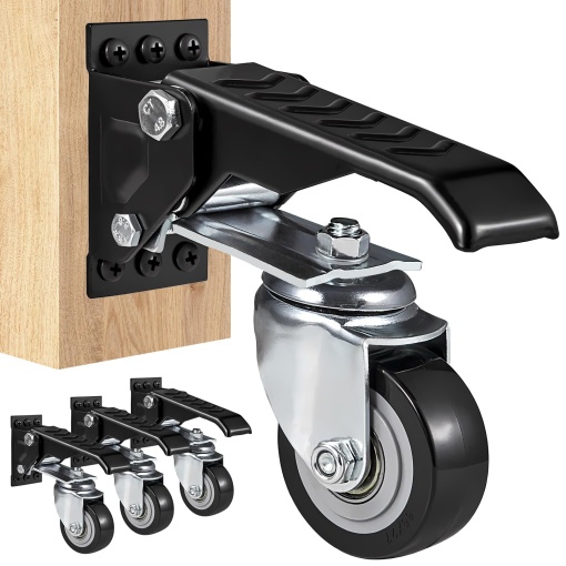 VEVOR Set de 4 roti pivotante Banc de lucru max. 74,8 kg Capacitate de incarcare Role de mobilier Rulmenti dubli cu bile Role de mare capacitate din poliuretan Roile de transport cu frana Role industriale 160x70x174mm