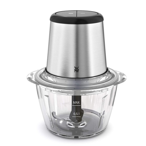 WMF Kult X Edition Tocator electric cu recipient de sticla, tocator de viteza de 320 W, 2 setari de viteza, ulcior mare de blender, cromargan mat