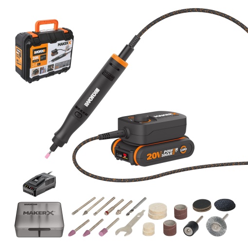 WORX Multi-Tool fara fir 18V 20V MAX MakerX WX739 Motor fara perii Setare viteza variabila 5000-35000 RPM cu adaptor de butuc Powershare pentru slefui
