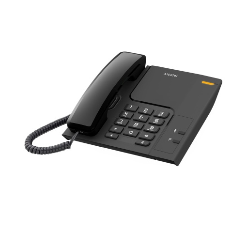 ALCATEL T26 - Telefon fix cu fir - Indicator vizual de apel - Buton de reapelare - Buton de dezactivare a sunetului - Control volum pe 3 niveluri - Montare pe perete - Negru