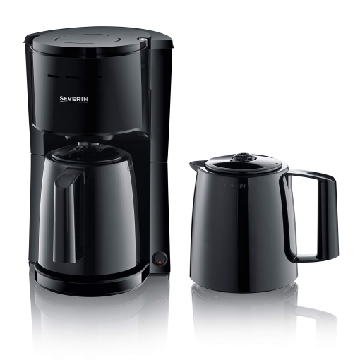 Aparat de cafea cu filtru SEVERIN cu 2 ulcioare termice, aparat de cafea pentru pana la 8 cani pe oala, aparat cu filtru cu 2 ulcioare de vid, negru, KA 9307