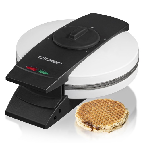 Aparat wafw Cloer 1641S Stroop pentru vafe stroop olandeze, 850 W, calibru vafe 14,5 cm, cos de copt, grad de rumenire selectabil la infinit, alb