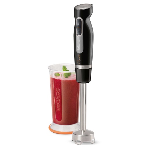 Blender de mana Sencor Professional Extra-Quiet - 600W, multifunctional cu viteza turbo, lame din otel inoxidabil, accesorii, tocator si tel electric - SHB 4359WH
