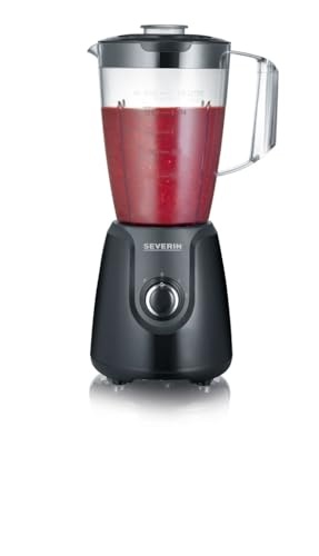 Blender SEVERIN cu vas blender de 1,5 L din Tritan, blender cu 2 niveluri si functie de puls, blender puternic de bucatarie cu lama din otel inoxidabil, 600 W, negru, SM 3707